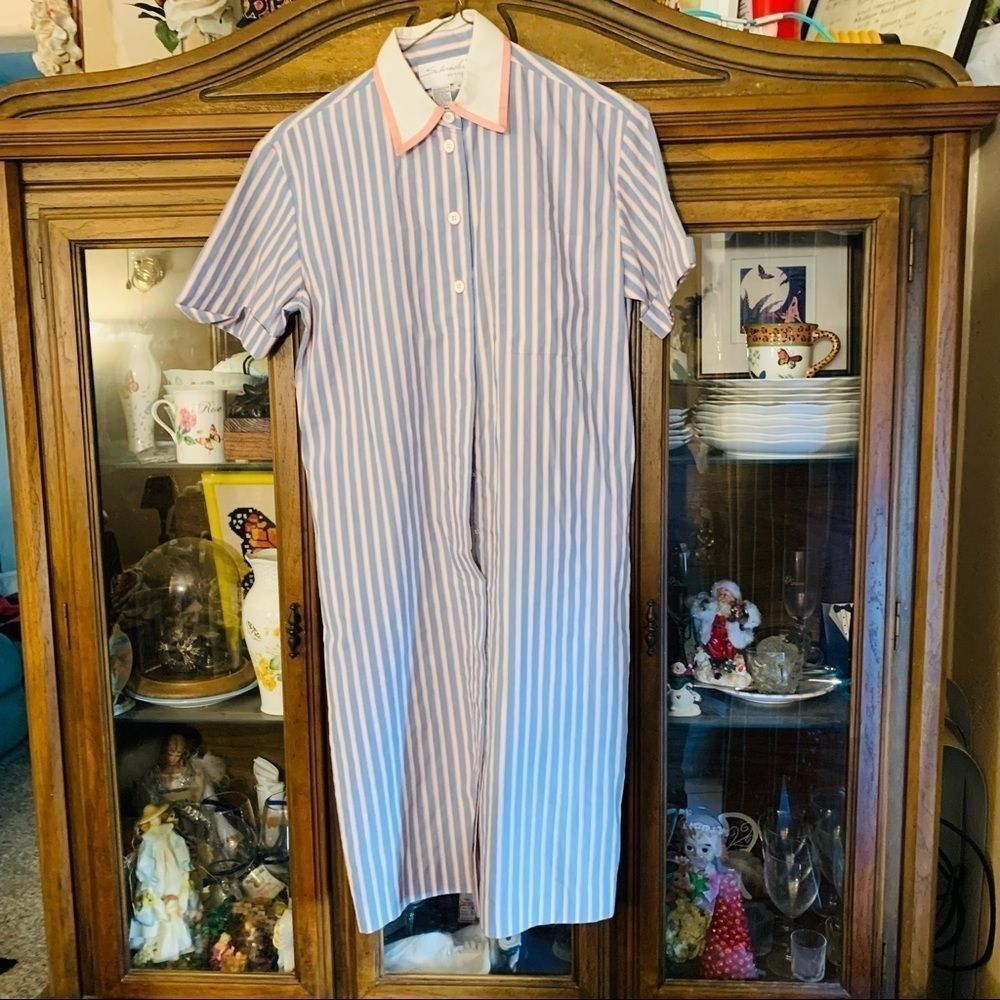Vintage Schrader petite pink & blue shirt dress - Picture 7 of 10